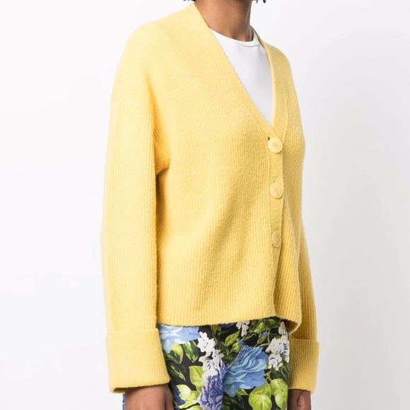 KATE SPADE YELLOW WOOL V NECK CARDIGAN - Picture 2 of 7